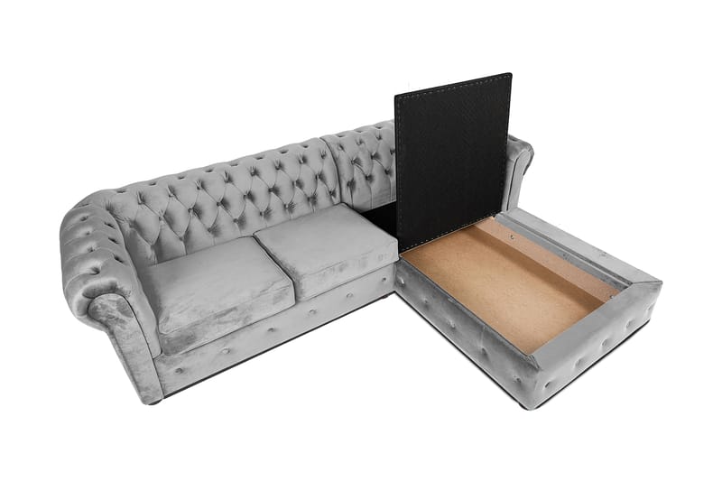 Bäddsoffa m. Divan Chesterfield Kristina - Grå - Möbler - Soffa - Bäddsoffa - Bäddsoffa divan