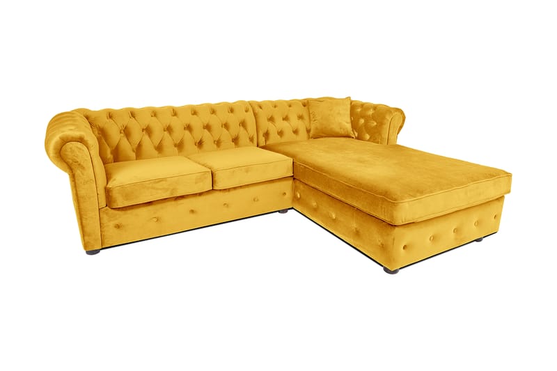 Bäddsoffa m. Divan Chesterfield Kristina - Gul - Möbler - Soffa - Bäddsoffa - Bäddsoffa divan