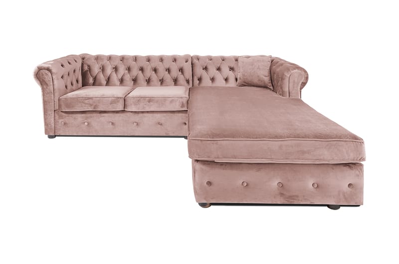 Bäddsoffa m. Divan Chesterfield Kristina - Ljusrosa - Bäddsoffa divan