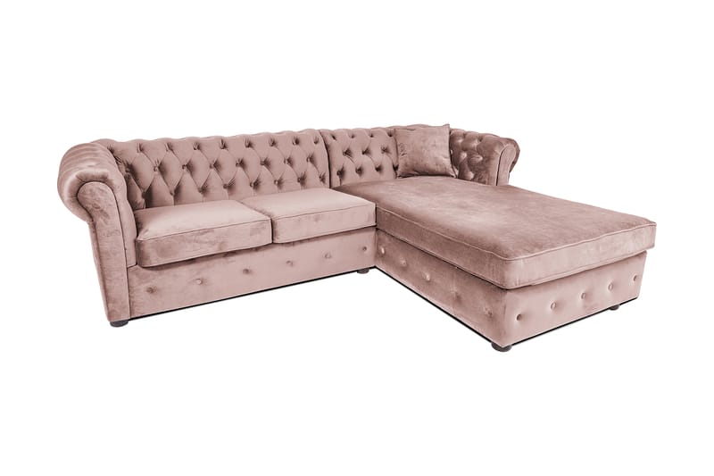 Bäddsoffa m. Divan Chesterfield Kristina - Ljusrosa - Bäddsoffa divan