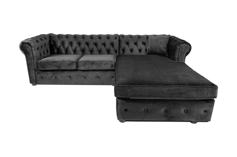 Bäddsoffa m. Divan Chesterfield Kristina - Mörkgrå - Bäddsoffa divan