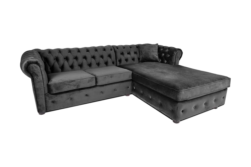 Bäddsoffa m. Divan Chesterfield Kristina - Mörkgrå - Bäddsoffa divan