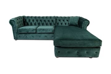 Bäddsoffa m. Divan Chesterfield Kristina - Mörkgrön - Möbler - Soffa - Bäddsoffa - Bäddsoffa divan