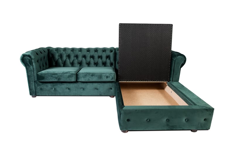 Bäddsoffa m. Divan Chesterfield Kristina - Mörkgrön - Möbler - Soffa - Bäddsoffa - Bäddsoffa divan