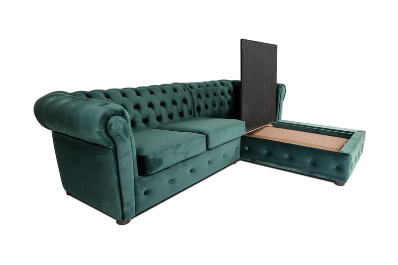 Bäddsoffa m. Divan Chesterfield Kristina - Mörkgrön - Möbler - Soffa - Bäddsoffa - Bäddsoffa divan