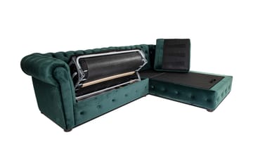 Bäddsoffa m. Divan Chesterfield Kristina - Mörkgrön - Möbler - Soffa - Bäddsoffa - Bäddsoffa divan