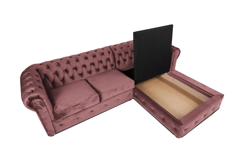 Bäddsoffa m. Divan Chesterfield Kristina - Rosa - Möbler - Soffa - Bäddsoffa - Bäddsoffa divan