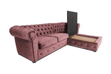 Bäddsoffa m. Divan Chesterfield Kristina - Rosa - Möbler - Soffa - Bäddsoffa - Bäddsoffa divan