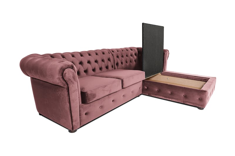 Bäddsoffa m. Divan Chesterfield Kristina - Rosa - Bäddsoffa divan