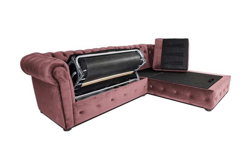 Bäddsoffa m. Divan Chesterfield Kristina - Rosa - Möbler - Soffa - Bäddsoffa - Bäddsoffa divan