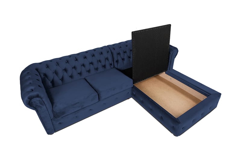 Bäddsoffa m. Divan Chesterfield Kristina - Petrolblå - Möbler - Soffa - Bäddsoffa - Bäddsoffa divan