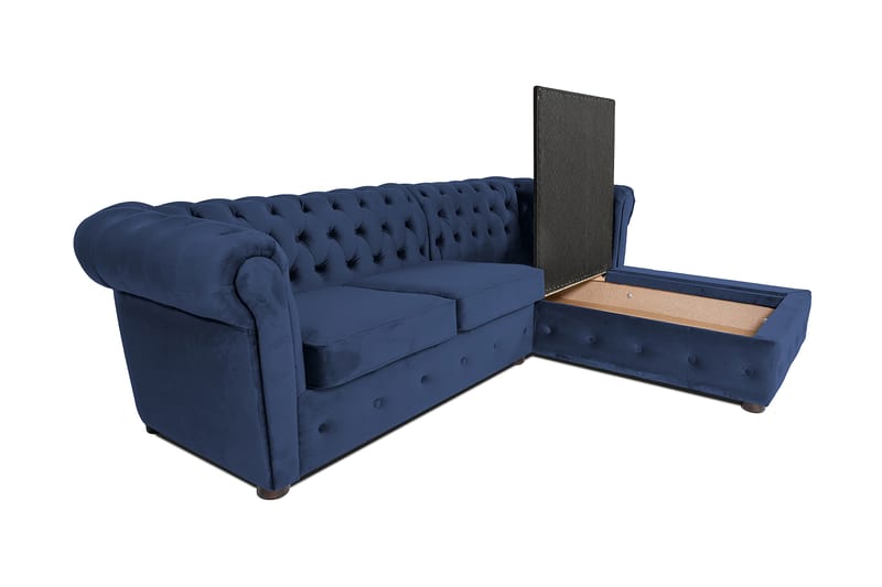 Bäddsoffa m. Divan Chesterfield Kristina - Petrolblå - Möbler - Soffa - Bäddsoffa - Bäddsoffa divan