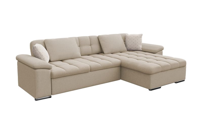 Bäddsoffa m. Divan Chilor Förvaring 3-sits 227x129 - Beige - Bäddsoffa divan