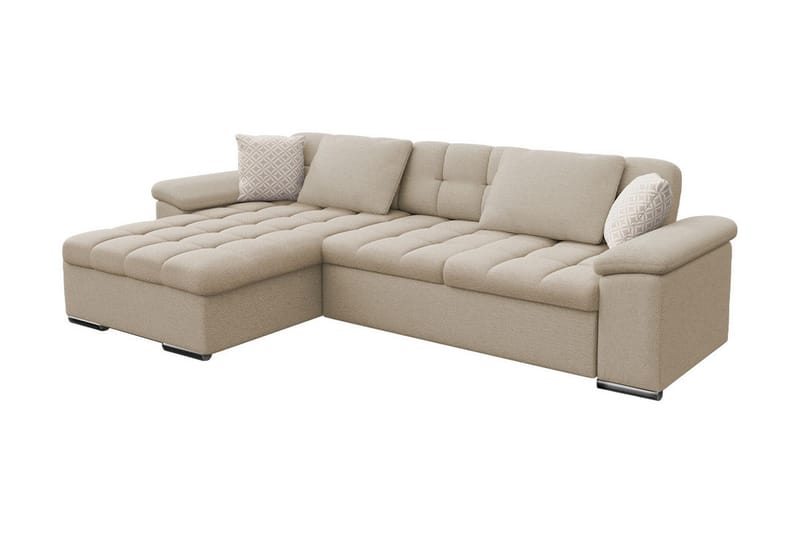 Bäddsoffa m. Divan Chilor Förvaring 3-sits 227x129 - Beige - Bäddsoffa divan