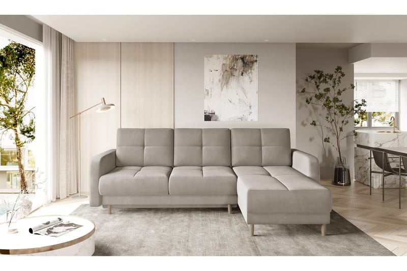 Bäddsoffa m. Divan Hatwall med Förvaring 3-sits - Beige - Möbler - Soffa - Bäddsoffa - Bäddsoffa divan