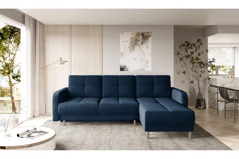 Bäddsoffa m. Divan Hatwall med Förvaring 3-sits - Mörkblå - Möbler - Soffa - Bäddsoffa - Bäddsoffa divan