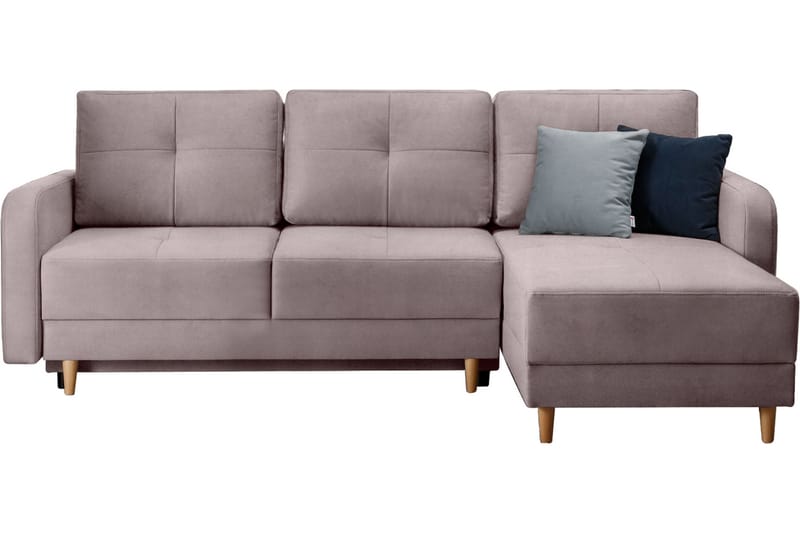 Bäddsoffa m. Divan Hatwall med Förvaring 3-sits - Rosa - Bäddsoffa divan