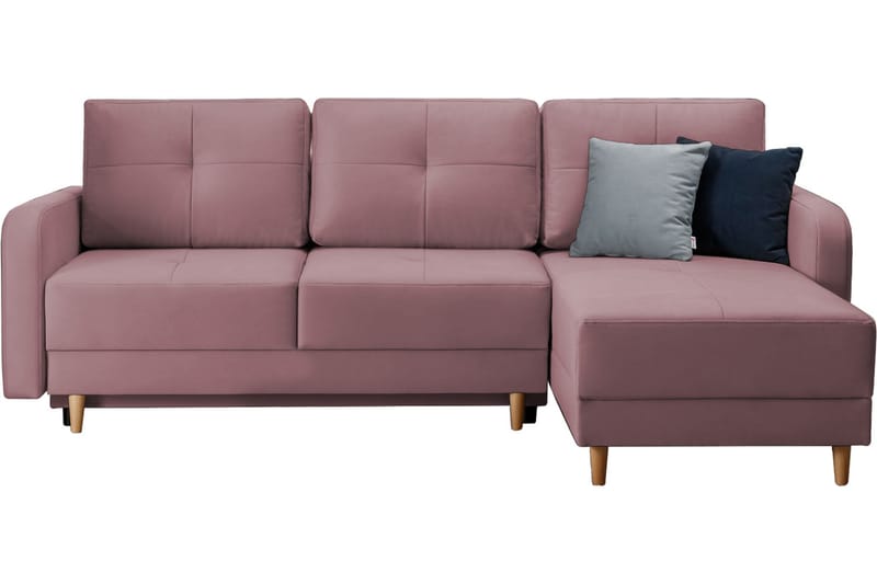 Bäddsoffa m. Divan Hatwall med Förvaring 3-sits - Rosa - Bäddsoffa divan