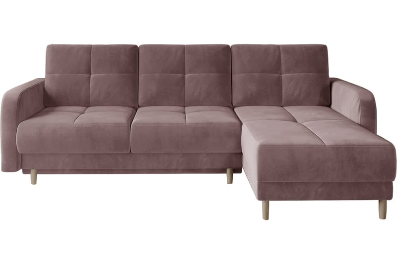 Bäddsoffa m. Divan Hatwall med Förvaring 3-sits - Rosa - Bäddsoffa divan