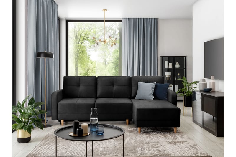Bäddsoffa m. Divan Hatwall med Förvaring 3-sits - Svart - Möbler - Soffa - Bäddsoffa - Bäddsoffa divan