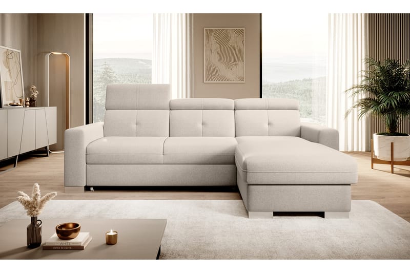 Bäddsoffa m. Divan Hazara med Förvaring 3-sits - Beige - Möbler - Soffa - Bäddsoffa - Bäddsoffa divan