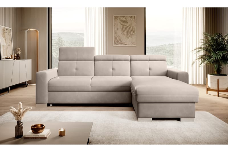 Bäddsoffa m. Divan Hazara med Förvaring 3-sits - Beige - Möbler - Soffa - Bäddsoffa - Bäddsoffa divan