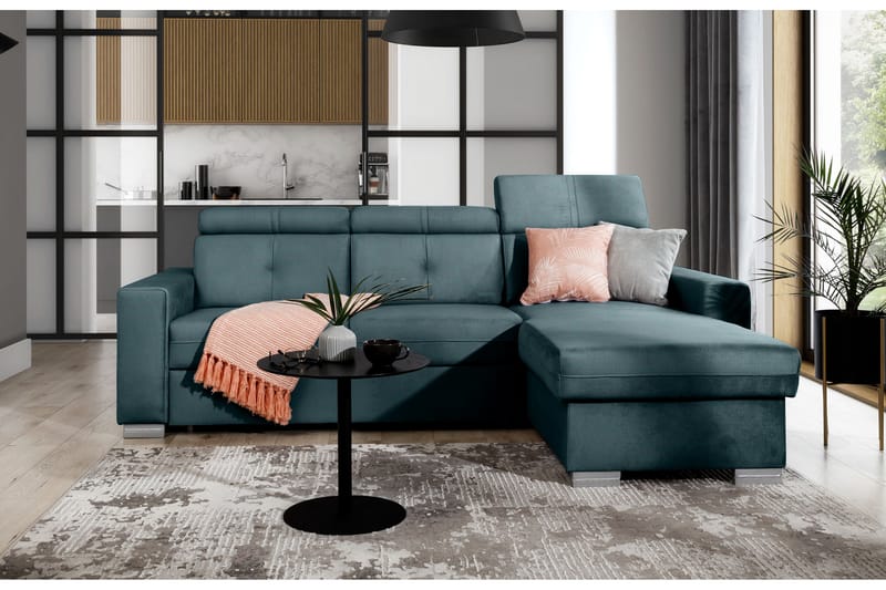 Bäddsoffa m. Divan Hazara med Förvaring 3-sits - Blå - Möbler - Soffa - Bäddsoffa - Bäddsoffa divan
