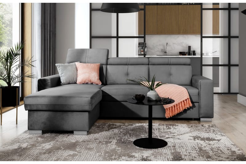 Bäddsoffa m. Divan Hazara med Förvaring 3-sits - Grå - Möbler - Soffa - Bäddsoffa - Bäddsoffa divan