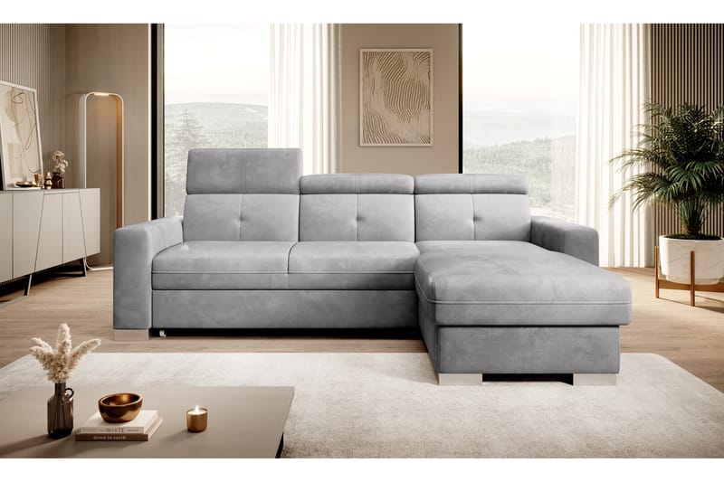 Bäddsoffa m. Divan Hazara med Förvaring 3-sits - Grå - Möbler - Soffa - Bäddsoffa - Bäddsoffa divan