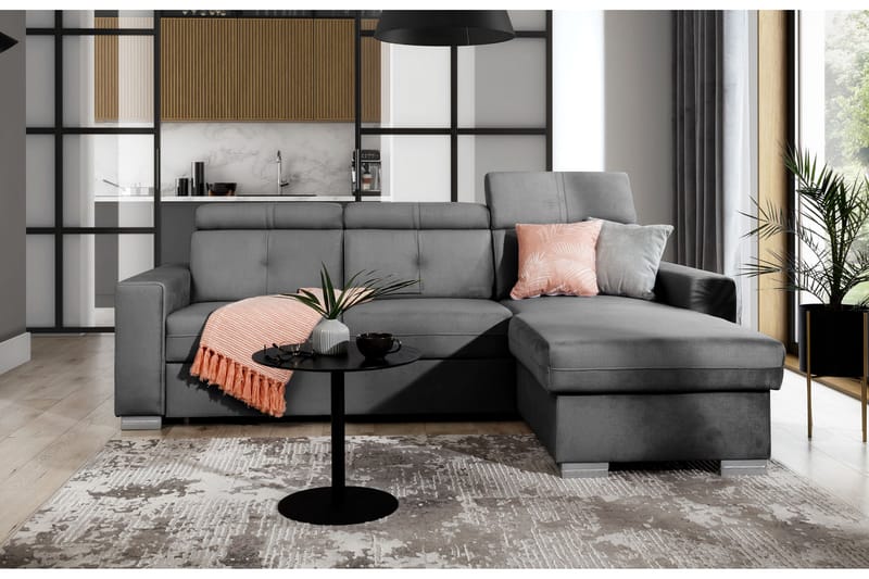 Bäddsoffa m. Divan Hazara med Förvaring 3-sits - Grå - Möbler - Soffa - Bäddsoffa - Bäddsoffa divan