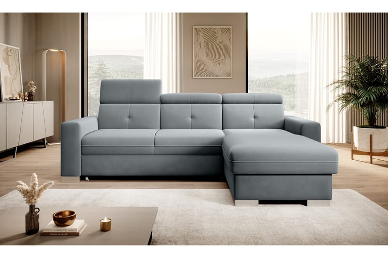 Bäddsoffa m. Divan Hazara med Förvaring 3-sits - Grå - Möbler - Soffa - Bäddsoffa - Bäddsoffa divan