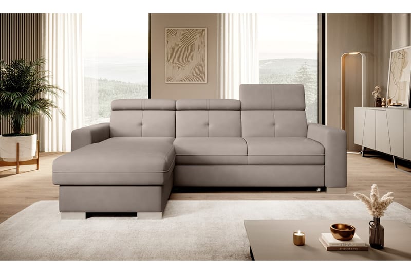 Bäddsoffa m. Divan Hazara med Förvaring 3-sits - Grå - Möbler - Soffa - Bäddsoffa - Bäddsoffa divan