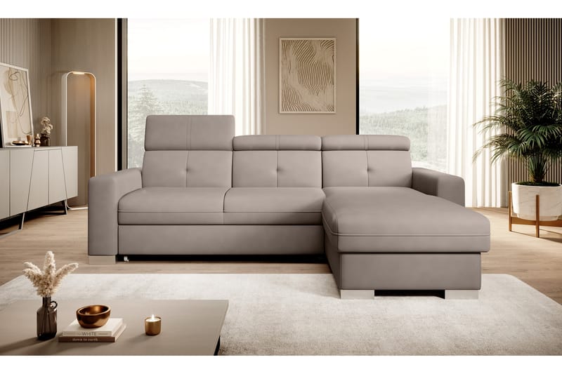 Bäddsoffa m. Divan Hazara med Förvaring 3-sits - Grå - Möbler - Soffa - Bäddsoffa - Bäddsoffa divan
