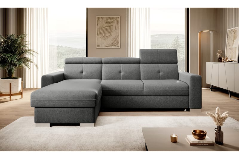 Bäddsoffa m. Divan Hazara med Förvaring 3-sits - Grå - Möbler - Soffa - Bäddsoffa - Bäddsoffa divan
