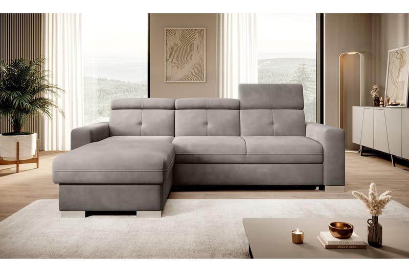 Bäddsoffa m. Divan Hazara med Förvaring 3-sits - Grå - Möbler - Soffa - Bäddsoffa - Bäddsoffa divan