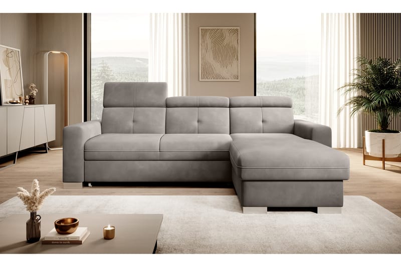 Bäddsoffa m. Divan Hazara med Förvaring 3-sits - Grå - Möbler - Soffa - Bäddsoffa - Bäddsoffa divan