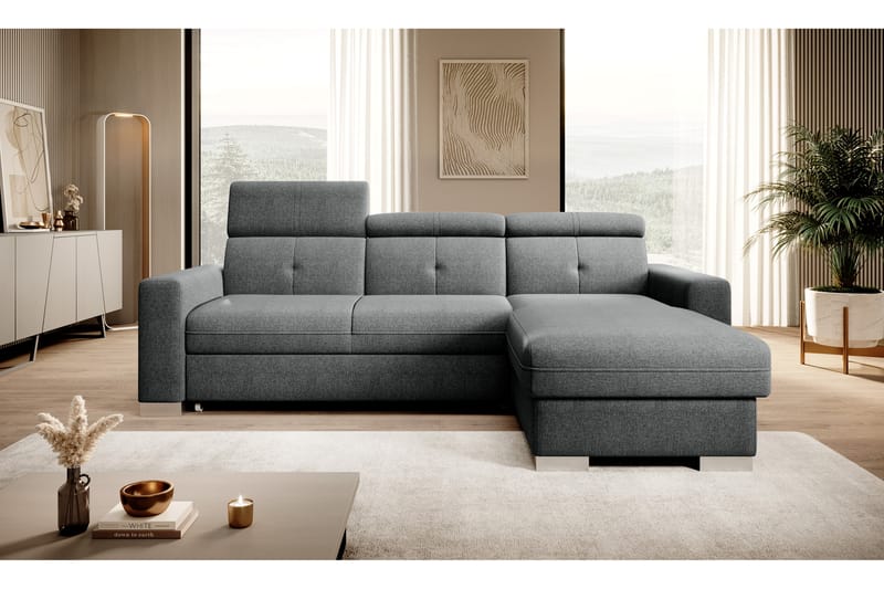 Bäddsoffa m. Divan Hazara med Förvaring 3-sits - Grå - Möbler - Soffa - Bäddsoffa - Bäddsoffa divan
