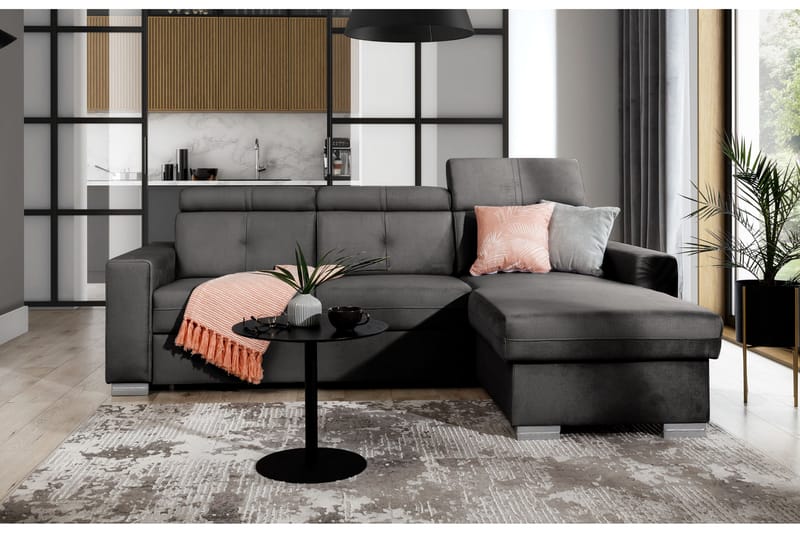 Bäddsoffa m. Divan Hazara med Förvaring 3-sits - Grå - Möbler - Soffa - Bäddsoffa - Bäddsoffa divan