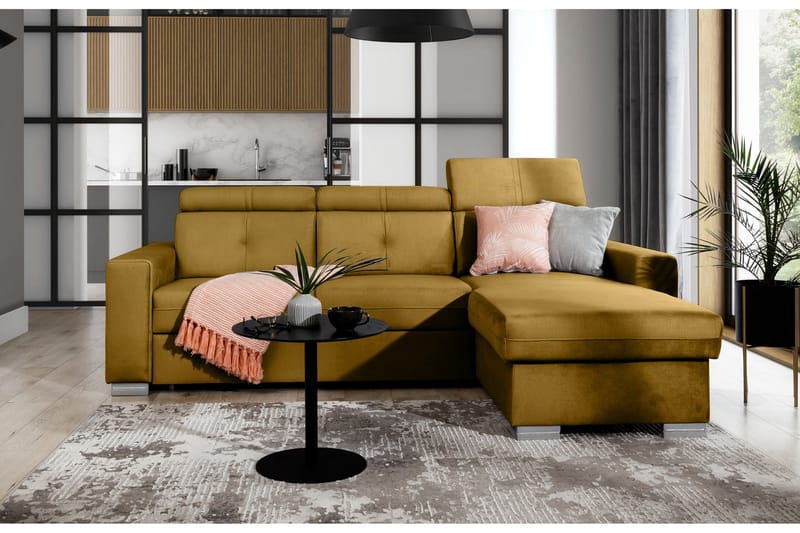Bäddsoffa m. Divan Hazara med Förvaring 3-sits - Gul - Möbler - Soffa - Bäddsoffa - Bäddsoffa divan