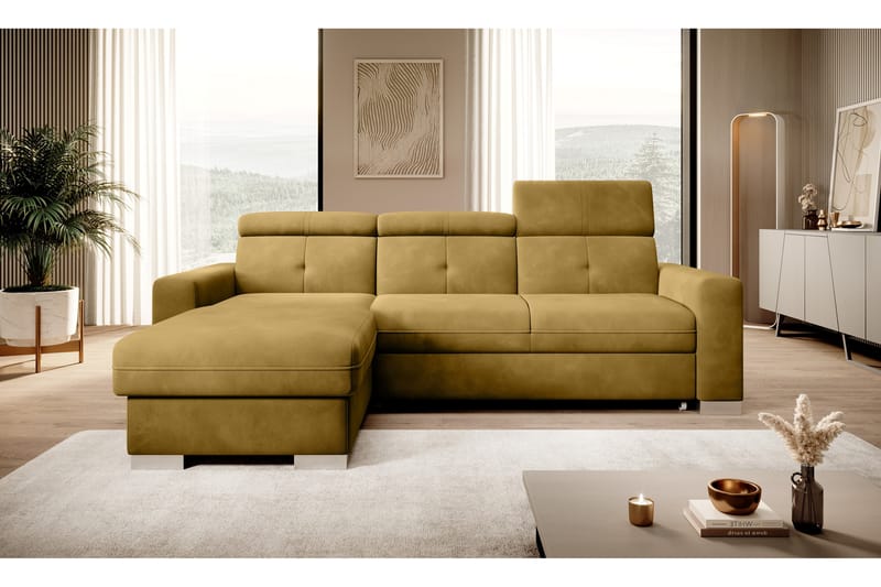 Bäddsoffa m. Divan Hazara med Förvaring 3-sits - Gul - Möbler - Soffa - Bäddsoffa - Bäddsoffa divan