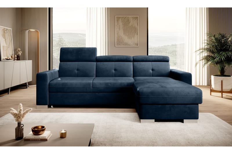 Bäddsoffa m. Divan Hazara med Förvaring 3-sits - Mörkblå - Möbler - Soffa - Bäddsoffa - Bäddsoffa divan