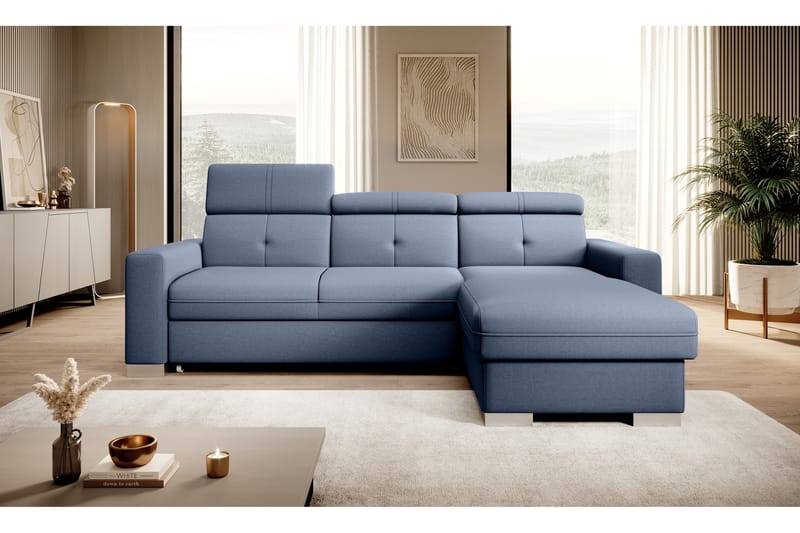 Bäddsoffa m. Divan Hazara med Förvaring 3-sits - Mörkblå - Möbler - Soffa - Bäddsoffa - Bäddsoffa divan