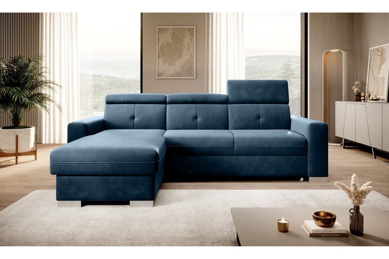 Bäddsoffa m. Divan Hazara med Förvaring 3-sits - Mörkblå - Möbler - Soffa - Bäddsoffa - Bäddsoffa divan