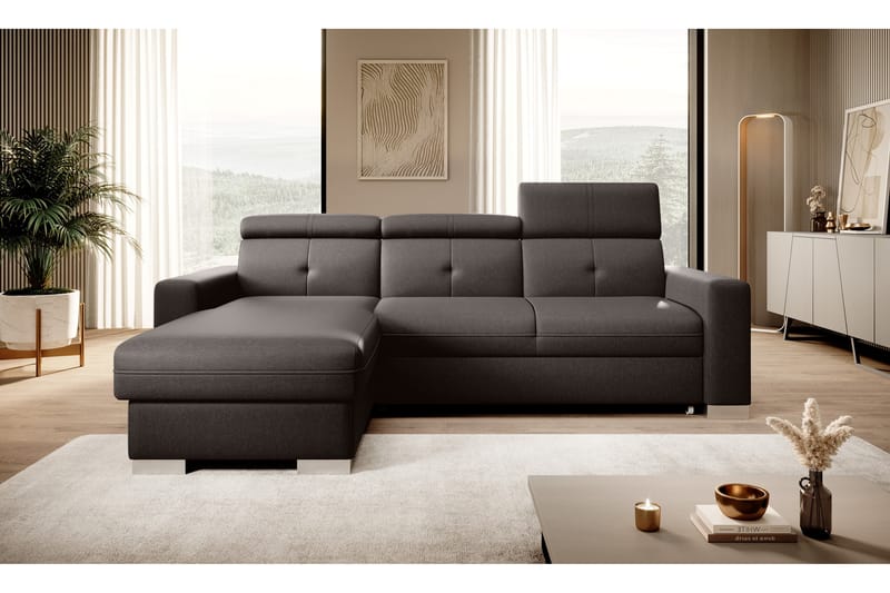 Bäddsoffa m. Divan Hazara med Förvaring 3-sits - Mörkbrun - Möbler - Soffa - Bäddsoffa - Bäddsoffa divan