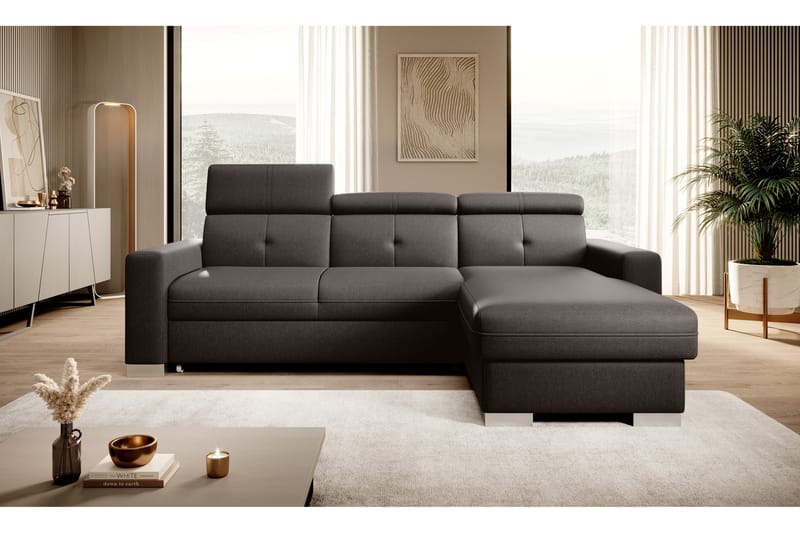 Bäddsoffa m. Divan Hazara med Förvaring 3-sits - Mörkbrun - Möbler - Soffa - Bäddsoffa - Bäddsoffa divan
