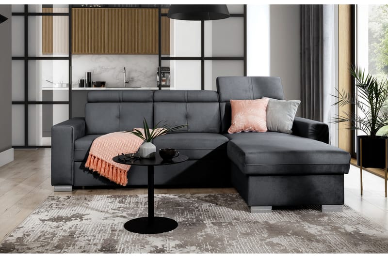 Bäddsoffa m. Divan Hazara med Förvaring 3-sits - Mörkgrå - Möbler - Soffa - Bäddsoffa - Bäddsoffa divan