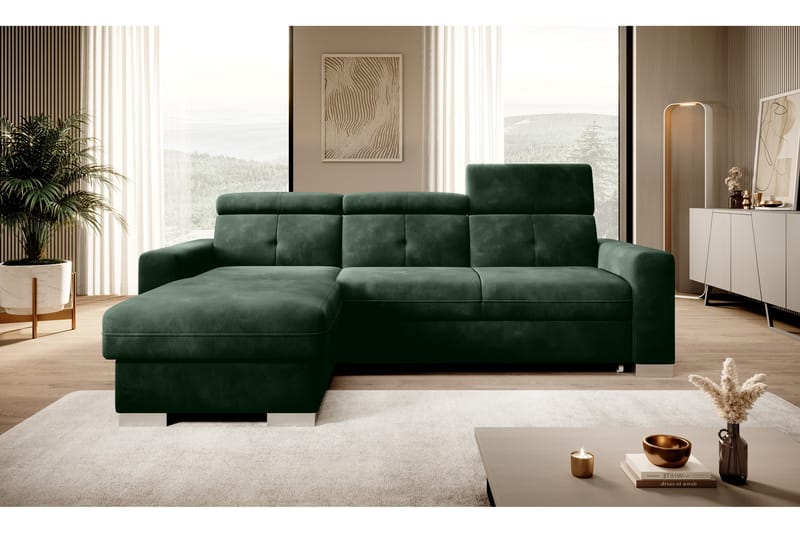 Bäddsoffa m. Divan Hazara med Förvaring 3-sits - Mörkgrön - Möbler - Soffa - Bäddsoffa - Bäddsoffa divan