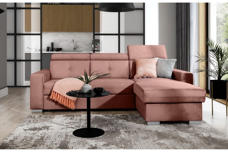 Bäddsoffa m. Divan Hazara med Förvaring 3-sits - Rosa - Möbler - Soffa - Bäddsoffa - Bäddsoffa divan