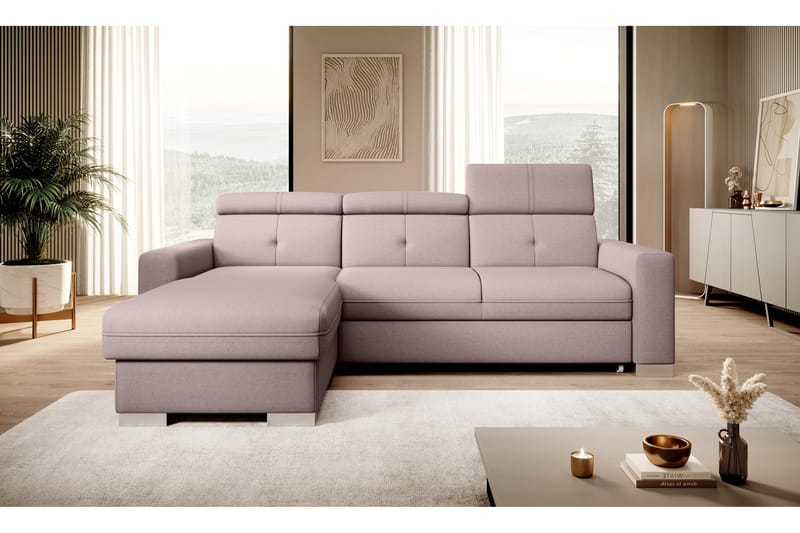 Bäddsoffa m. Divan Hazara med Förvaring 3-sits - Rosa - Möbler - Soffa - Bäddsoffa - Bäddsoffa divan