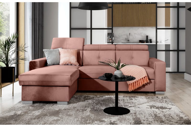 Bäddsoffa m. Divan Hazara med Förvaring 3-sits - Rosa - Möbler - Soffa - Bäddsoffa - Bäddsoffa divan